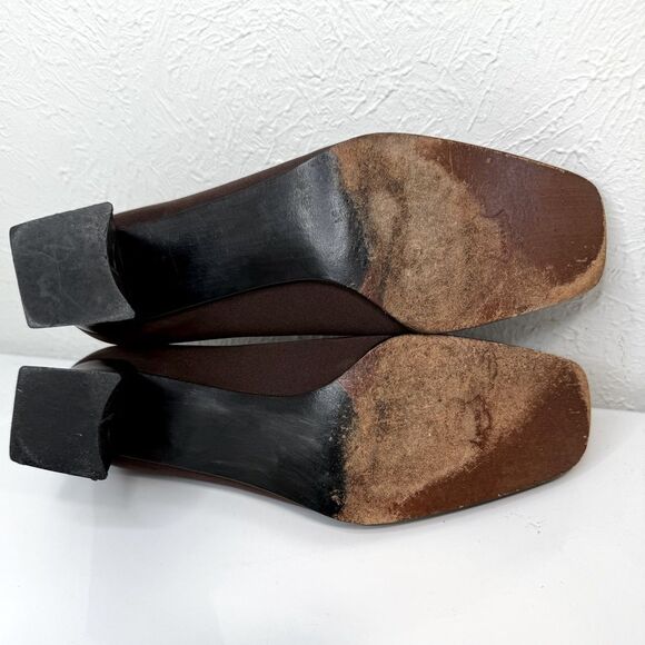 STUART WEITZMAN Chocolate Square Toe Heels, Size 7.5 - Picture 6 of 8